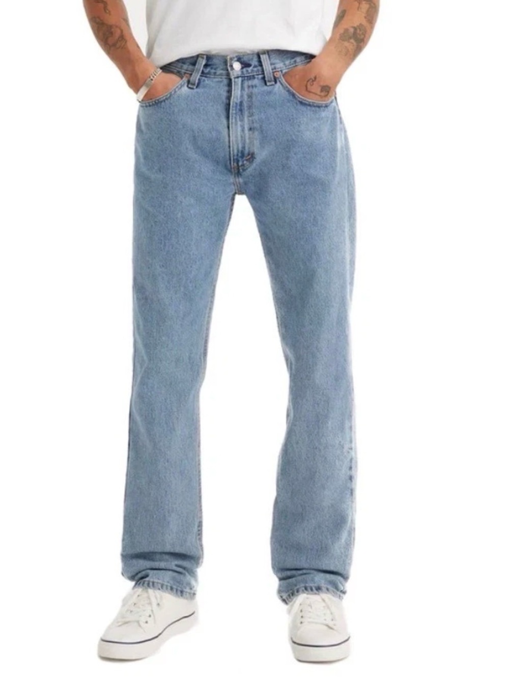 Levi's 505 Regular Jeans 34 x 32 Straight Leg Light Wash Heritage Preppy NEW